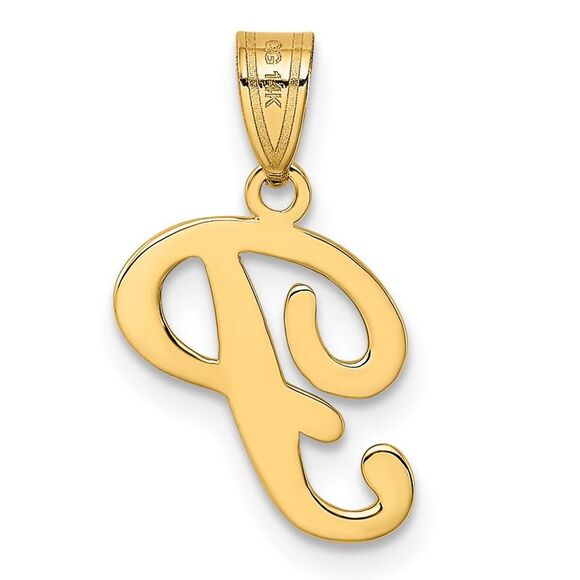 14k Yellow Gold, Mimi Collection, Small Script Initial P Pendant - Picture 3 of 5